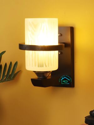 Buy MFD HOME FURNISHING Modern Wall Lamp With Wood And Wave Design