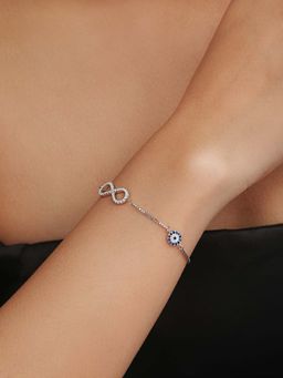 Zavya - Infinity Shield Rhodium Plated 925 Sterling Silver Bracelet