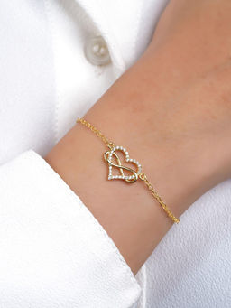 Zavya - Infinity Heart Gold Plated 925 Sterling Silver Bracelet