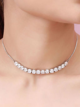 Zavya - Timeless Rhodium Plated 925 Sterling Silver Necklace