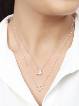 Zavya - Layered Butterfly and Heart Necklace
