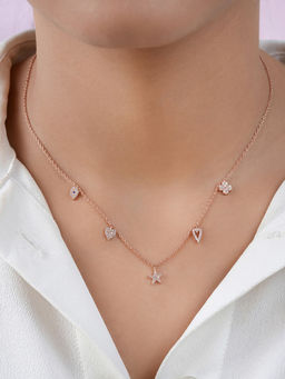 Zavya - Charms Rose Gold Plated 925 Sterling Silver Necklace