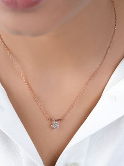 Zavya - Floral Rose Gold Plated 925 Sterling Silver Necklace