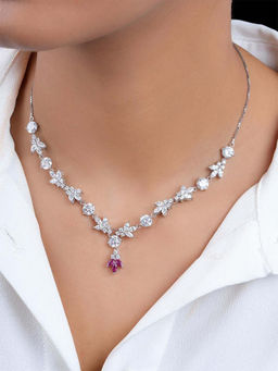 Zavya - Leaf Rhodium Plated 925 Sterling Silver Necklace