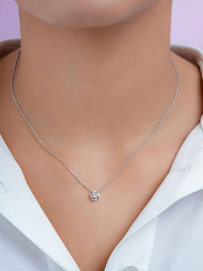 Solitaire Rhodium Plated 925 Sterling Silver Necklace
