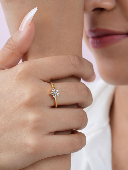 Zavya Floral Gold Plated 925 Sterling Silver Ring