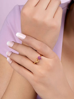 Zavya - Floral Gold Plated 925 Sterling Silver Ring