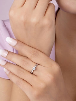 Zavya - Twisted Solitaire Rhodium Plated 925 Sterling Silver Ring