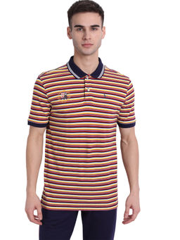 AM SWAN - Mens Stripes Multicolored-astral Aura Polo T-shirt
