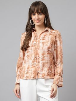 Latin Quarters - Womens Brown Full Sleeves Collar Casual Shirt