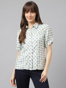 Latin Quarters - Womens White Half Sleeves Collar Casual Shirt