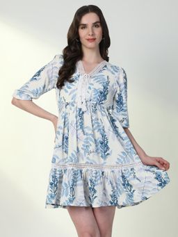 SHOWOFF - Women'S Floral Blue A-Line Dress
