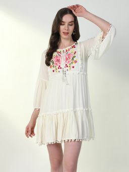 SHOWOFF - Women'S Solid Off White A-Line Dress