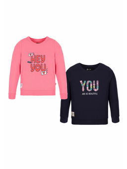 3PIN - Girls Printed Cotton Crew Neck Full Sleeve T-Shirt (Pack of 2)