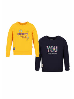 3PIN - Girls Printed Cotton Full Sleeve T-Shirt (Pack of 2)