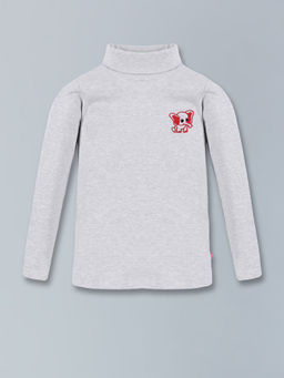 3PIN - Melange Cotton Solid High Neck T-Shirt