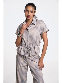TERRA LUNA - Danica Grey No Pocket Collar Neck Shirt