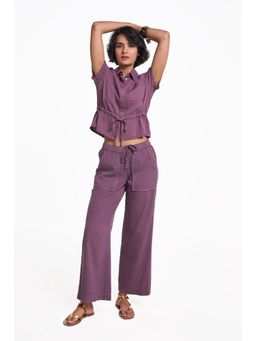 TERRA LUNA - Dara Purple Collar Neck Shirt