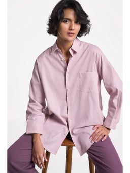 TERRA LUNA - Leda Pink Solid Collar Neck Shirt