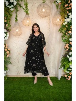 Label Shaurya Sanadhya - Black Kaftan with Pants (Set of 3)