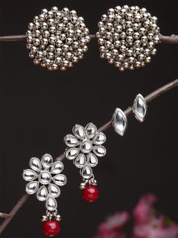 Karatcart - Set of 3 Handcrafted Kundan Earrings Combo for Women