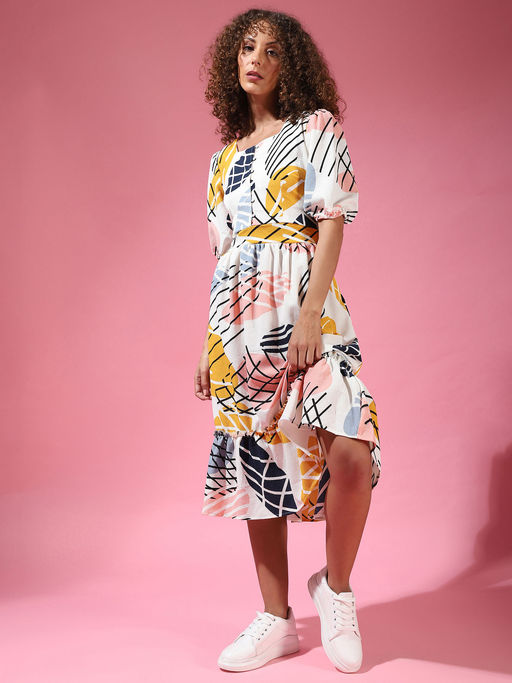 Buy PINACOLADA Multi-Color Women Stylish Graphic Design Casual Dresses  Online