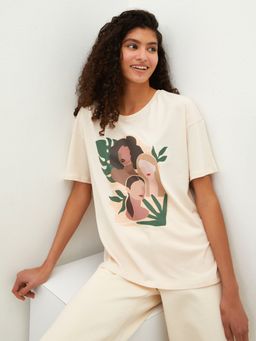 LC WAIKIKI - Crew Neck Printed Short Sleeve Cotton Womens T-Shirt