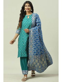 Biba - Green Printed Suit (Set of 3)