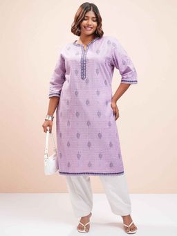 VISHUDH - Purple Printed Regular Kurta
