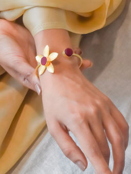 Teejh - by Joker & Witch Juhi Dark Red Flower Bracelet