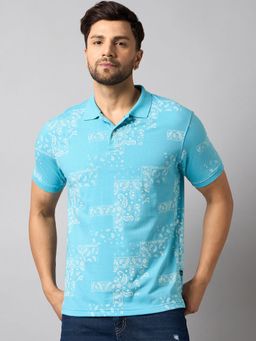 Club York - Blue Printed Polo T-Shirt