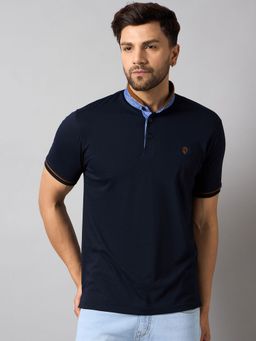 Club York - Navy Blue Solid T-Shirt