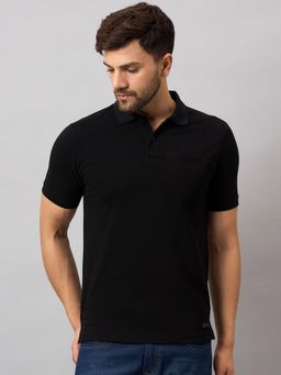 Club York - Black Solid Polo T-Shirt