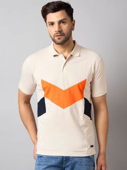Club York - Off White Colorblocked Polo T-Shirt