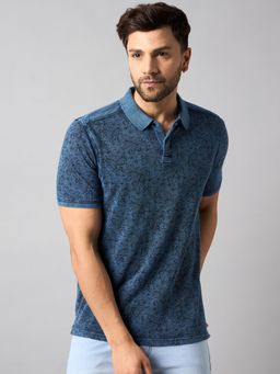 Club York - Blue Printed Polo T-Shirt
