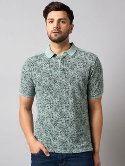 Club York - Pista Green Printed Polo T-Shirt