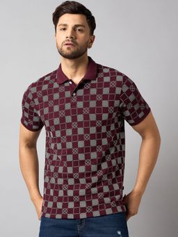 Club York - Wine Printed Polo T-Shirt