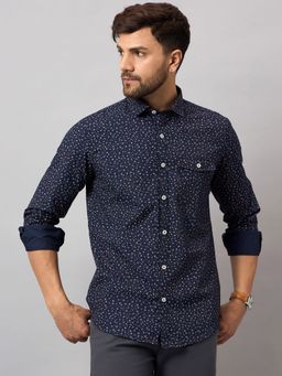 Club York - Navy Blue Printed Shirt