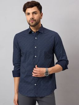 Club York - Navy Blue Printed Shirt