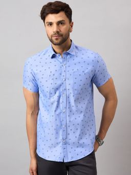 Club York - Sky Blue Printed Shirt