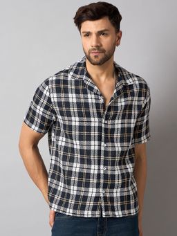 Club York - Navy Blue Checked Shirt