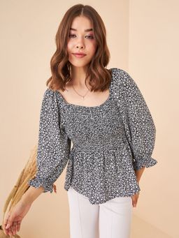 Kibo - Women's Square Neck Smoked Top