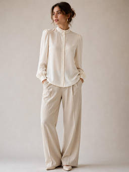 Scoup - Women Off White Frill Neck Top
