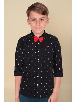 Allen Solly - Boys Black Slim Print Party Shirt
