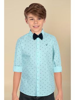 Allen Solly - Boys Blue Slim Fit Print Casual Shirt