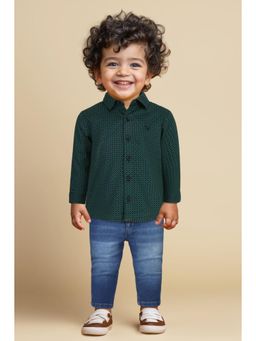 Allen Solly - Boys Green Regular Fit Print Casual Shirt