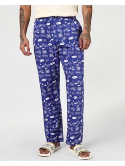 Bewakoof - Mens Blue All Over Printed Pyjama