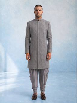 Bubber Couture - Trellis Charcoal Grey Embroidered Sherwani