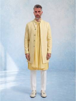 Bubber Couture - Starrio Butter Yellow Embroidered Sherwani