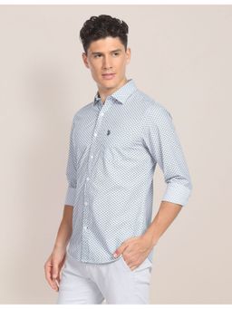 U.S. POLO ASSN. - Rounded Blue Cuff Geometric Shirt